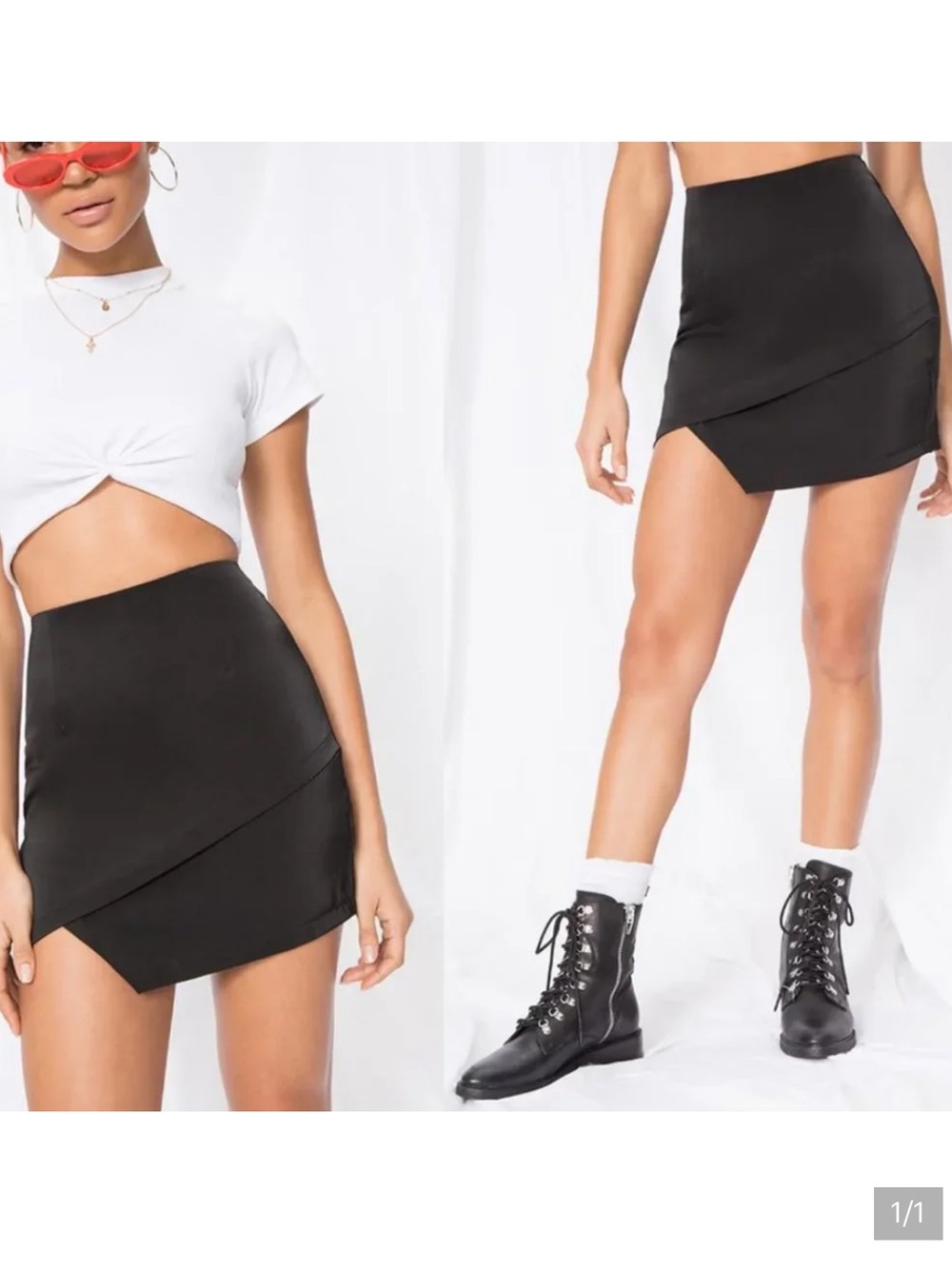 Revolve Superdown Saira satin mini skirt - XS NWT black
